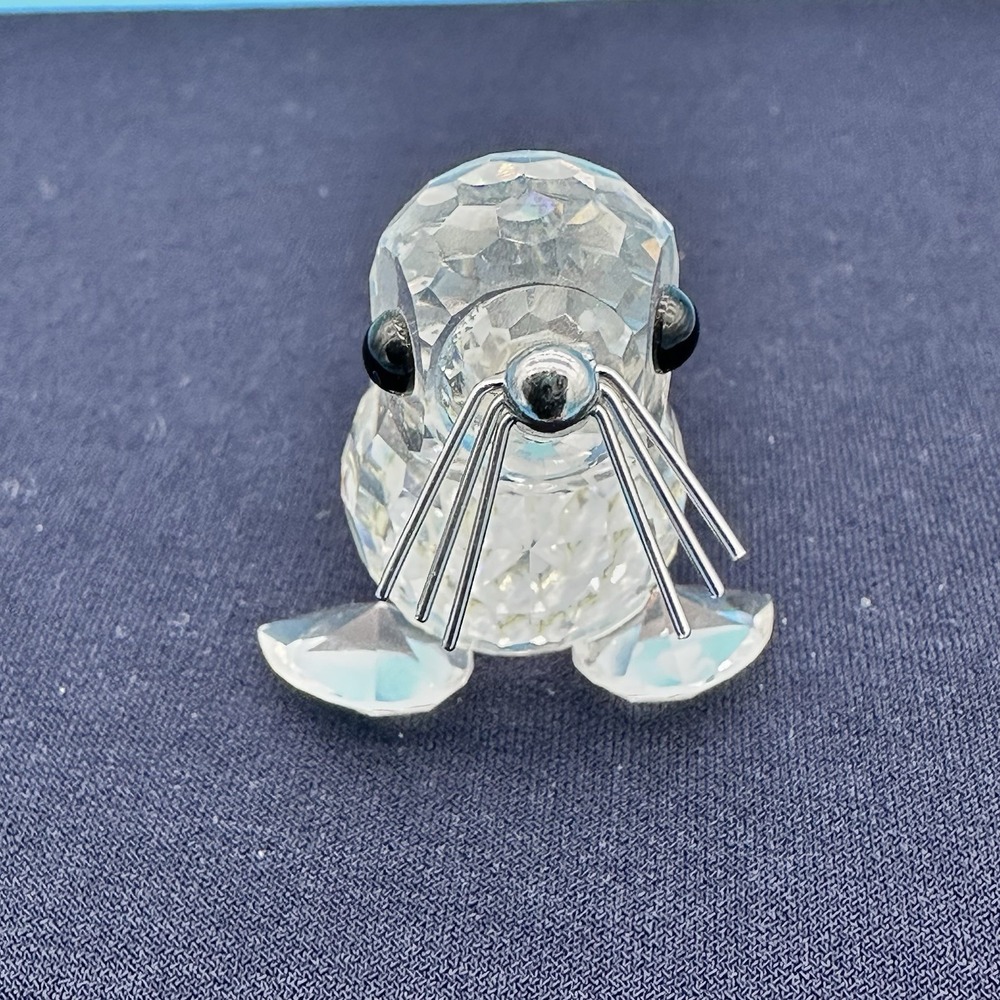 Swarovski‎ Crystal Baby Seal Figurine Clear Faceted Glass Animal Black Eyes 7663 - Picture 4 of 6